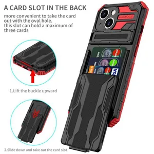 卡槽口袋防震TPU电脑装甲盒适用于IPhone 14 13 12 11 Pro XS Max XR 8 7 Plus混合支架盖