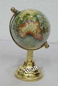 Vintage Multi-Color <b>Rotated</b> World <b>Globe</b> with Brass Polished Base Nautical Table Decor for Schools and Desks Geography Product - Product Image 2