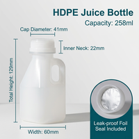 Bouteille en plastique HDPE avec poignée, vide, pour le stockage de liquides, réutilisable, pour jus, lait, miel, condiments, emballage