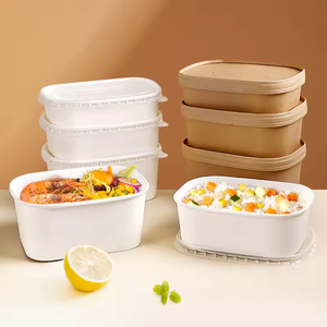 Phân hủy sinh học thuận tiện salad container lấy đi dùng một lần giấy kraft hình chữ nhật Bát salad - Product Image 6