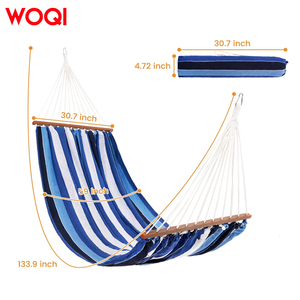 WOQI-<span class=keywords><strong>Hamac</strong></span> portable rayé pour le camping et la randonnée avec sac et équipement de levage en bois pour les voyages et la suspension - Product Image 3