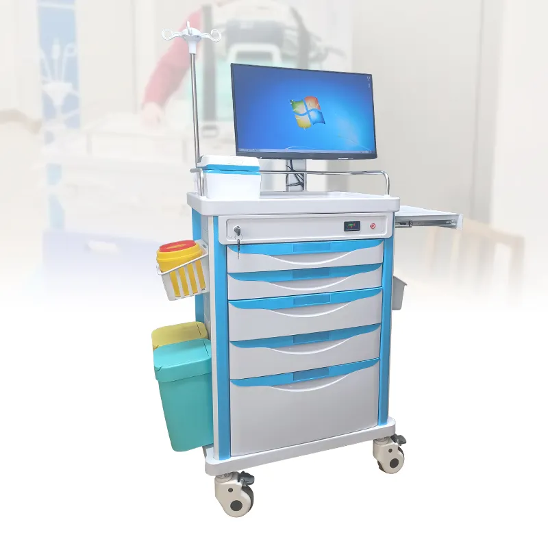 Carrito DE CONTROL DE SALUD DE Hospital de enfermería móvil médico ORP, carrito de monitor de ordenador móvil rodante con ruedas
