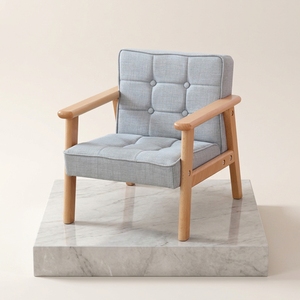 Sillón <span class=keywords><strong>Infantil</strong></span> de Madera Maciza, Duradero, Ecológico y Seguro, Mini Cojín de Cuero PU, Sofá para Niños, Silla <span class=keywords><strong>Reclinable</strong></span> para Niños - Product Image 6
