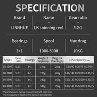 Moulinet de pêche LINNHUE LK1000-3000 à poignée simple ou double, frappe 10 kg, moulinet spinning, accessoire de pêche, moulinet de pêche en mer Pesca