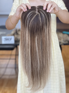 Cierre de Base de Seda Invisible Q6 6*7 Mono Topper, Cabello Humano Virgen Europeo con 130% de Densidad para Mechas Rubias para Mujer - Product Image 2