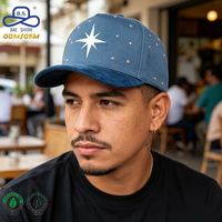 Gorras de Béisbol de 5 Paneles con Diseño de Pedrería, Logotipo Impreso de Primera Calidad, Tela de Velour, con Etiqueta Privada para Unisex, Estilo Urbano