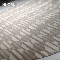 Tapis rond sur mesure sculpté en 3D, antidérapant, avec envers en coton, pour décoration intérieure moderne ivoire et revêtement de sol de salon de boutique