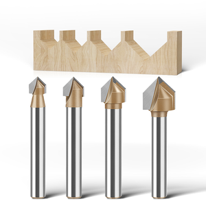 पेशेवर ग्रेड 90 डिग्री वी-आकार के वुडवर्किंग एंड मिल प्लास्टिक बोर्ड स्लॉटिंग टूल एकीकृत दीवार झुकने राउटर बिट - Product Image 2