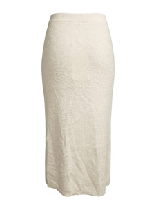 Jupe crayon mi-mollet décontractée pour femme à taille haute en velours texturé - Product Image 3