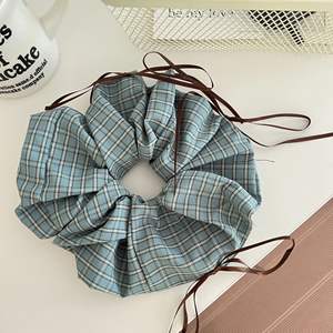 Élastique à cheveux avec nœud en ruban à carreaux de style coréen, bandeau élastique, accessoires pour cheveux pour femmes - Product Image 4