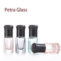 Bouteille à bille roulante octogonale en verre Transparent de 3ml, sous-emballage d'huile éolienne, petite bouteille d'échantillon avec couvercle doré