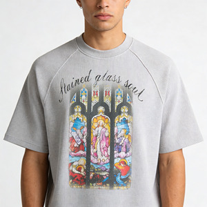 Camiseta OEM con Estampado Digital, Corte Holgado, Manga Raglán, Lavado Vintage - Product Image 3