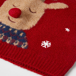 Usine personnalisé moche pull de noël hiver rouge à manches longues brodé motif fauve noël tricot filles chandails pull - Product Image 5