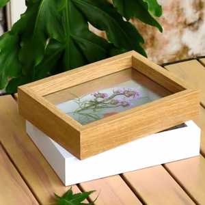 Cadre photo transparent double couche en bois massif écologique fait main avec fleurs séchées et verre double face - Product Image 4