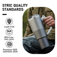 HAERS Gobelet 40oz 30oz avec poignée sublimation double paroi en acier inoxydable TUMBLER avec paille tasse à café avec couvercle