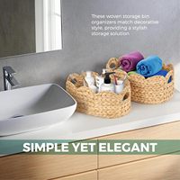 Panier en jacinthe d'eau Yulin Jiafu pour l'organisation et la décoration, paniers en jacinthe tissés à la main avec poignées intégrées pour le salon