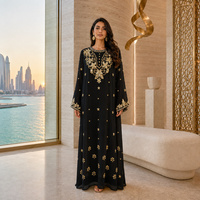 Robe kaftan maxi abaya de luxe avec broderie lourde et sequins pour mariage