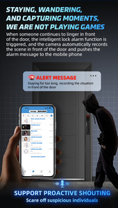 قفل باب ذكي من جلوماركت مع تقنية التعرف على الوجه ثلاثي الأبعاد وواي فاي من تويا، قفل رقمي ببصمة الإصبع والبطاقة والرمز والمفتاح مع اتصال داخلي بالفيديو، مقاوم للماء للأبواب الخشبية - Product Image 3