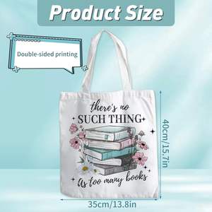 Borsa Tote in Tela con Stampa Fronte-Retro per Amanti dei Libri, Due Manici, Motivo con Scritta '<span class=keywords><strong>Non</strong></span> Esiste Tanto Libri' - Product Image 2