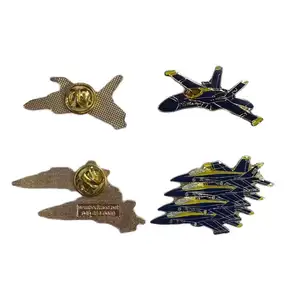 Wholesale Enamel Pins Custom Logo Badges Plane Hard Soft Enamel Pins With Glass Lapel Pins