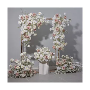 Цветочная композиция Цветочные идеи искусственный белый и персиковый бежевый цветок розы Фон для свадьбы и вечеринки