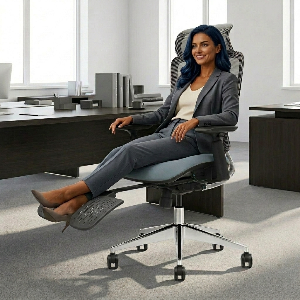 Ergonomic Executive Office Chair – Adjustable Headrest, Lumbar Support & Reclining Design - View 3