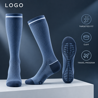 Chaussettes de compression de voyage pour mollets, bleu marine, compression graduée, soutien sportif pour mollets, production en gros, évaluation des motifs, calibrage des tailles