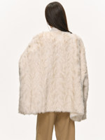 Manteau d'hiver élégant et ample en fausse fourrure épaisse à col en V pour femme, doux et moelleux