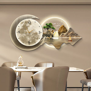 Reloj Decorativo de Pared para Restaurante, Silencioso, de Lujo, Luminoso, para Comedor, Murales de Paisajes - Product Image 1