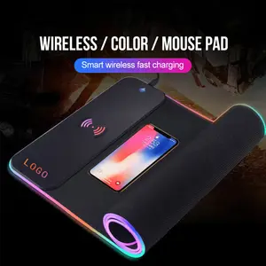 15W kablosuz şarj RGB aydınlık fare şarj edici ped telefon oyun Mousepad masaüstü bilgisayar dizüstü bilgisayar ince Mat