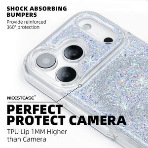 Funda para teléfono con purpurina plateada - Product Image 3