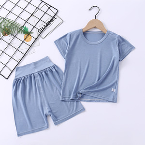 Nouveaux ensembles de vêtements décontractés pour garçons d'été, couleurs unies, t-shirt à manches courtes, shorts, 2 pièces, <span class=keywords><strong>pyjama</strong></span> pour bébé <span class=keywords><strong>garçon</strong></span>, ensemble de 2 pièces - Product Image 2