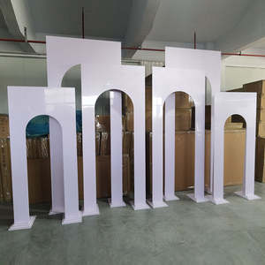 Decoración DE BODA diseño Simple blanco acrílico puerta arco telón de fondo soporte para evento escenario boda telones de fondo - Product Image 2