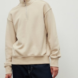 Sweat-shirt à demi-zip pour homme, coupe classique, brodé, respirant, manches longues, longueur standard, marron foncé, 100% coton, été - Product Image 3