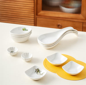 Vente en gros logo personnalisé petit plat à sauce soja <span class=keywords><strong>fantaisie</strong></span> soucoupe à tremper en céramique pour collation plat pour restaurant ménage - Product Image 1