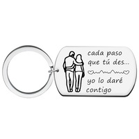 Porte-clés en acier inoxydable personnalisé à la mode espagnole en gros, porte-clés souvenir pour la famille et les amis, breloque pour cadeau