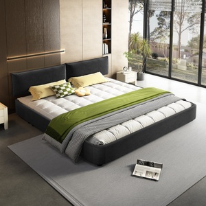 Letto King Size Imbottito in Ciniglia con <span class=keywords><strong>Testiera</strong></span> Oversize Imbottita <span class=keywords><strong>e</strong></span> Rimovibile - Product Image 1