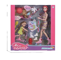 Ensemble de jeu de rôle pour enfants, poupée mode et soins d'animaux, avec chiot, chaton, sac de transport et accessoires d'alimentation, jouet d'imitation, cadeau de Noël, vente en gros