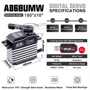 AGFRC 16.8V A86BUMW แรงบิด 66 กก. ความเร็วสูง 0.1 วินาที 4S BLS โปรแกรมได้ สำหรับรถบรรทุก/รถบักกี้ RC ขนาด 1/8 - Product Image 4