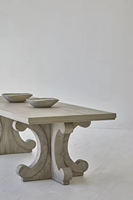 Table à manger rustique en bois de pin recyclé 6 places de style scandinave pour hôtels et villas conférence et utilisation de la table Comedor