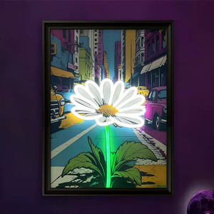 Fresh flowers LED picture frame neon indoor hanging <b>wall</b> decoration luminous hanging painting USB powered <b>dimmable</b> ambient <b>light</b> - Product Image 1