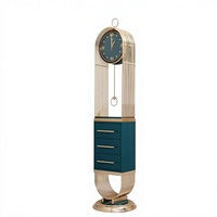 Horloge de grand-père Armens pratique en métal et bois, meuble de rangement sur pied, style moderne et antique, luxe léger