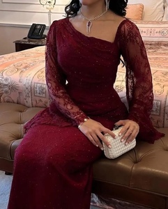 Vestidos de Fiesta Elegantes de Manga Larga con Cuello Drapeado para Mujer, de Encaje Transpirable, Antiestáticos, con Cintura Natural, para Eventos Nocturnos - Product Image 3