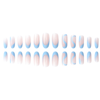Lot de 24 faux ongles en ABS Laisense, design amande, style français simple, couvrance totale, à presser, longueur moyenne/longue, avec colle à ongles 3D