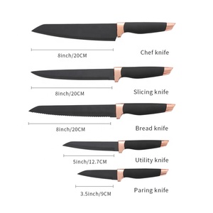 6 Piece Black Coated Stainless Steel Chef <strong>Knife</strong> <strong>Set</strong> With Acrylic Block Rose Gold <strong>Kitchen</strong> <strong>Knife</strong> <strong>Set</strong> Wholesale - Product Image 3