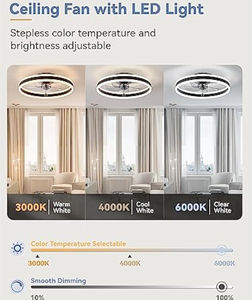 Ventiladores de Techo de Perfil Bajo con Luces, Ventilador de Techo Moderno de Montaje Empotrado de 19.7 Pulgadas, Ventiladores de Techo LED con Intensidad Regulable Continua en 3 Colores - Product Image 4