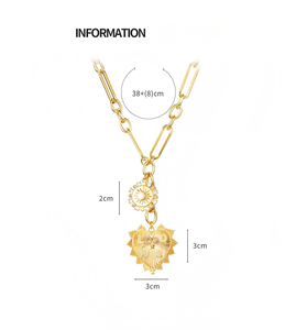 Collar con colgante <span class=keywords><strong>de</strong></span> sol y corazón <span class=keywords><strong>de</strong></span> amor, cadena <span class=keywords><strong>de</strong></span> eslabones chapada en oro, <span class=keywords><strong>de</strong></span> fábrica 21Y - Product Image 5