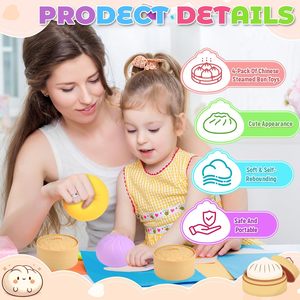 Anti-Stress Stretchy Stuffed Steamed Dumplings & Small Steamed Bun <b>Squishy</b> Mochi Kit for 5-7 Year Olds STELLAR PATH Brand - Product Image 3