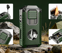 Briquet torche robuste d'extérieur avec coupe-cigare intégré, triple flamme coupe-vent, cadeau portable pour fumeurs