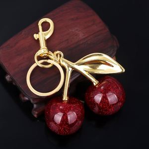 Fashion 3D Red Cherry <b>Key</b> Chain Resin Crystal Flash Cherry Keychain <b>Key</b> <b>Ring</b> Women Bag Accessories Gift - Product Image 2